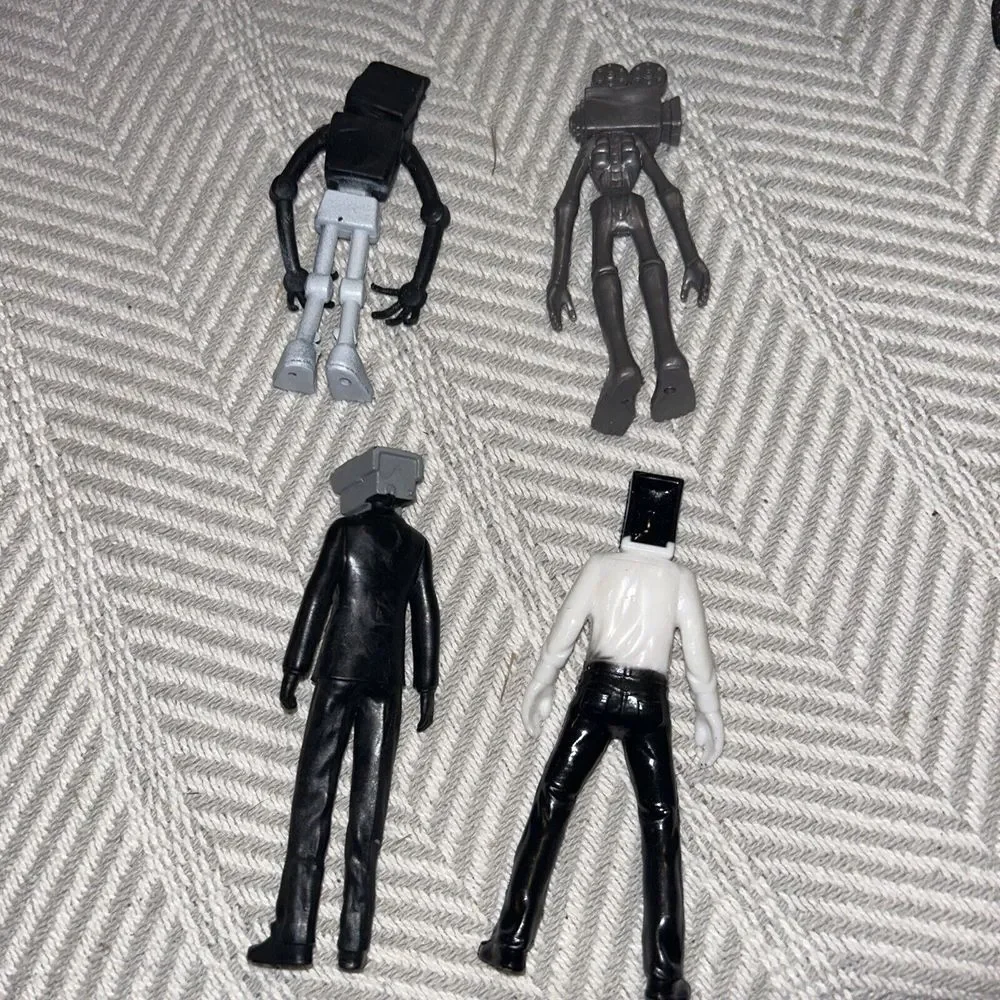 Tv Head Skibidi Toilet Figure Toy Cameraman PVC Office Desk‎ Lot Of Four